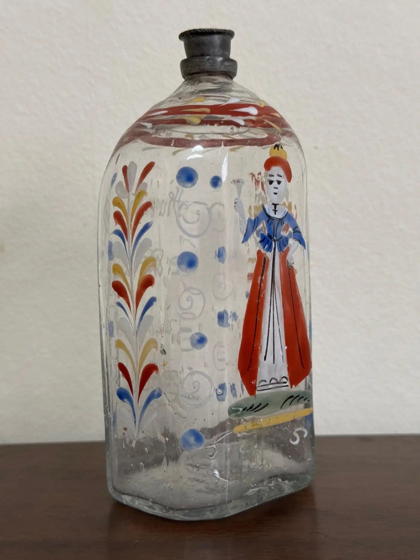 Botella Alemana de Vidrio Decorado | Siglo XVIII