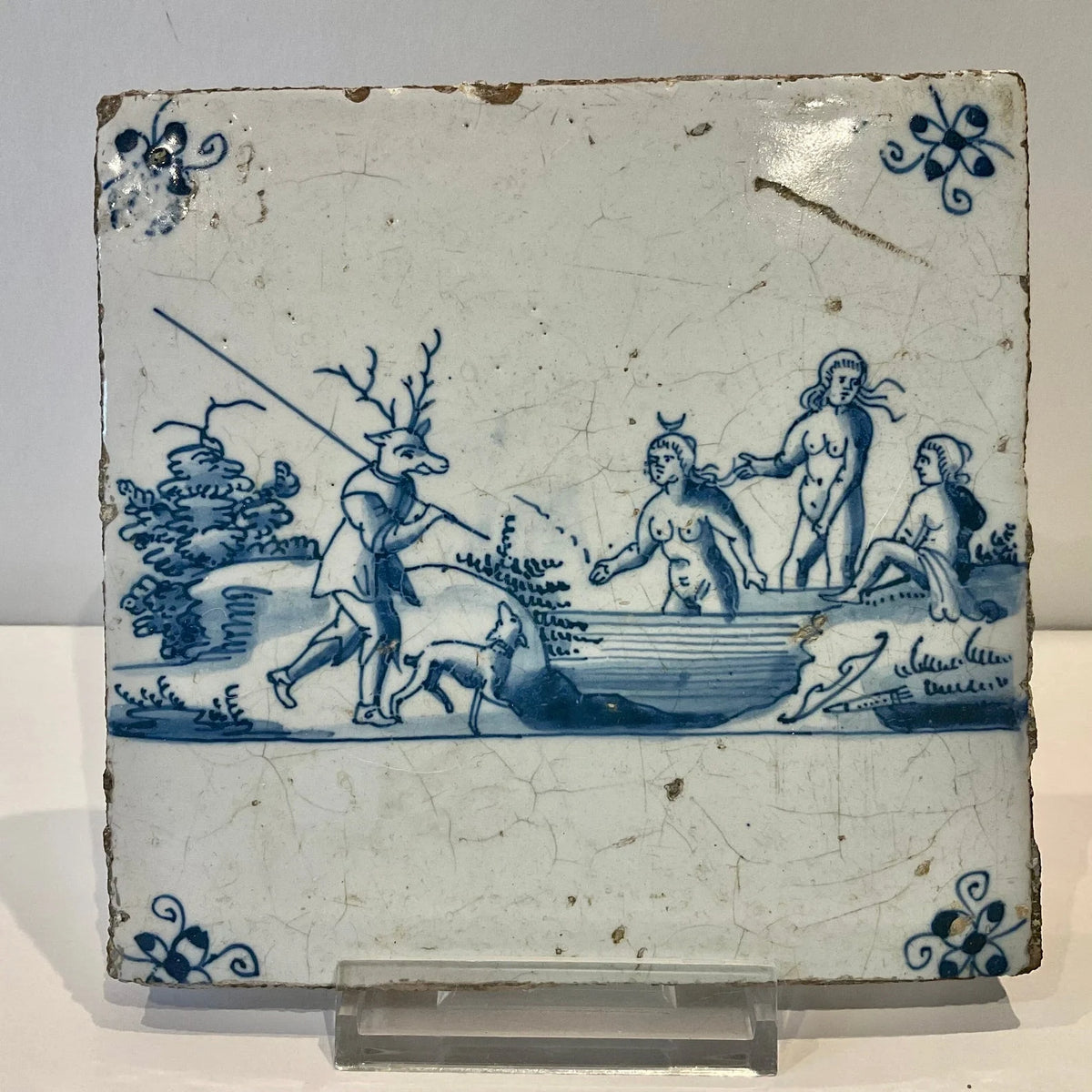 “Acteón y Diana” | Azulejo Mitológico de Delft del Siglo XVIII