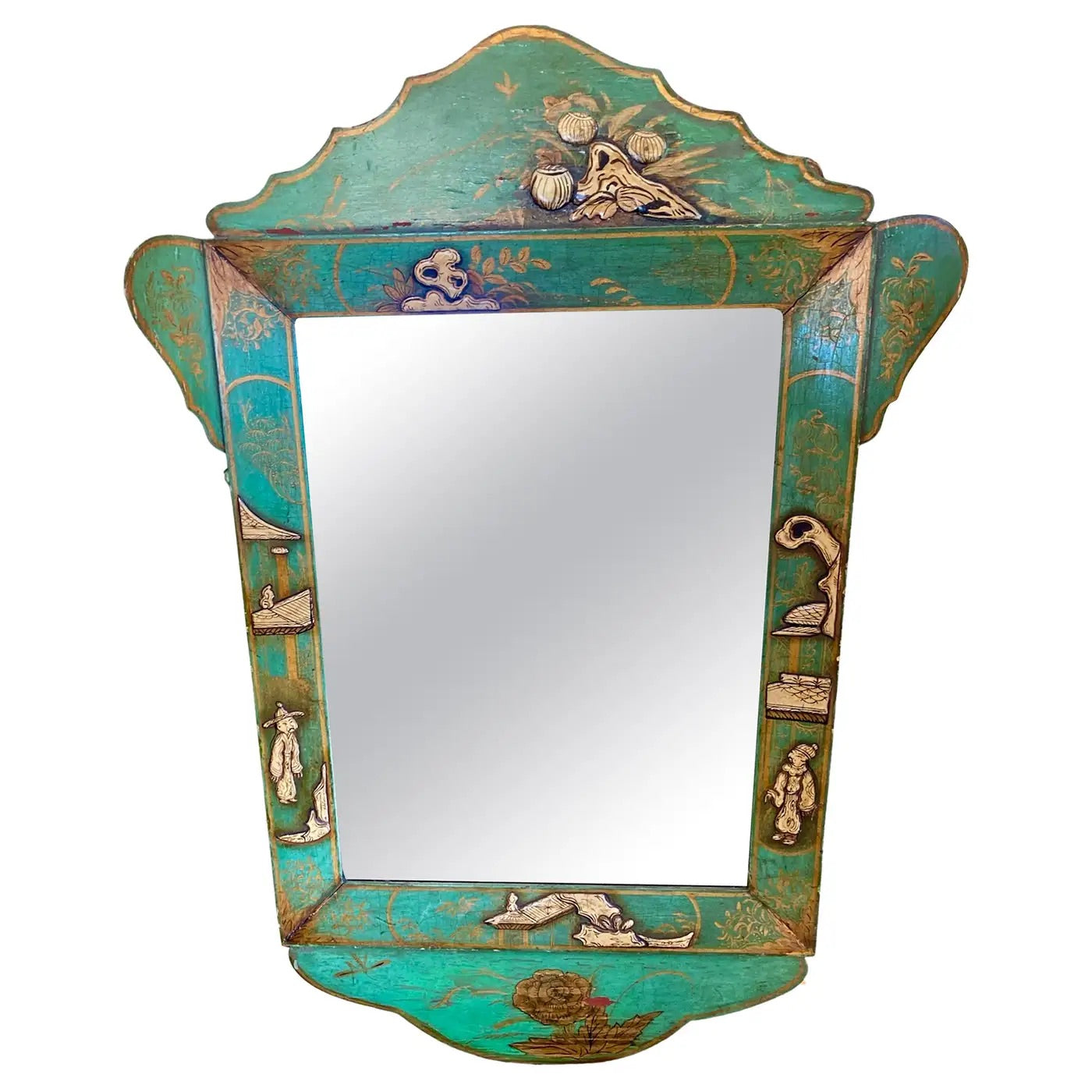 Espejo Inglés Chinoiserie en Relieve, 1900