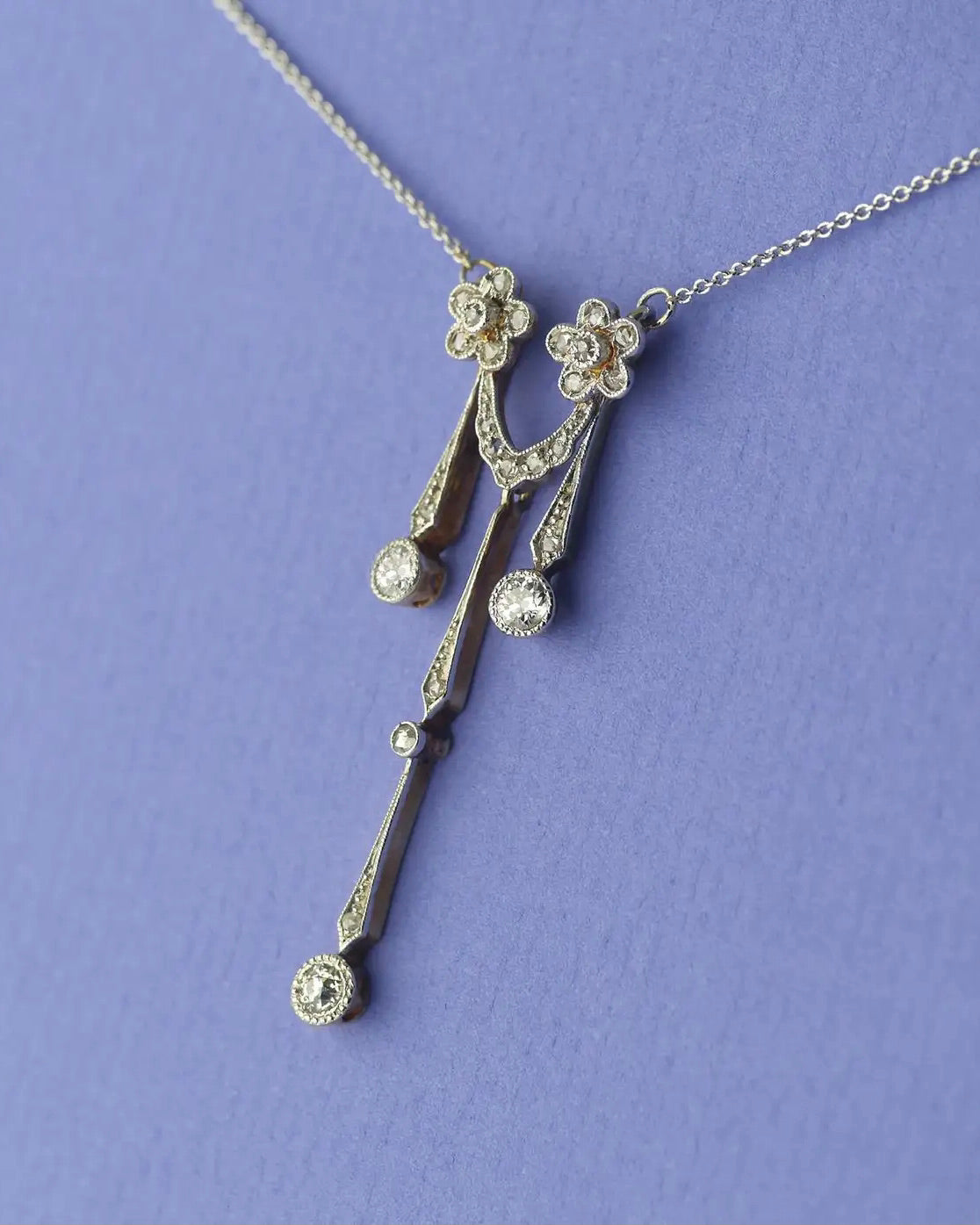 Colgante Doble Eduardiano de Diamantes, Oro y Platino | Reino Unido, 1910