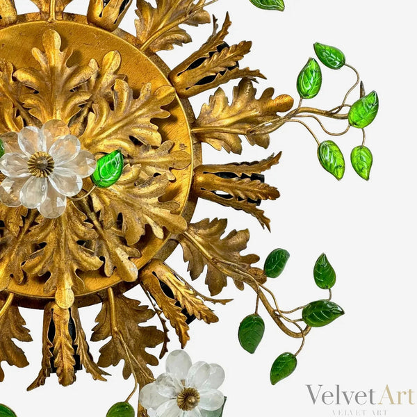 Lámpara de Cristales Verdes | Banci Firenze | Murano | Italia, 1960