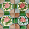4 azulejos de diseño floral antiguos Majolica