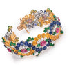 Pulsera en Racimo Floral de Platino. Zafiro y Diamante