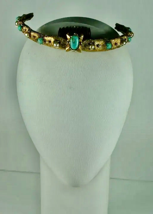 Chanel Diadema de Turquesas y Perlas de los Años 60