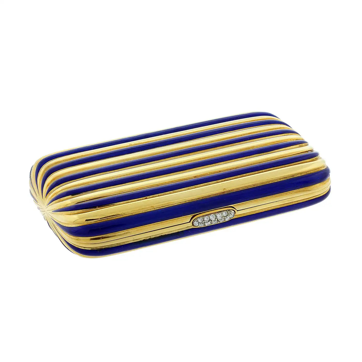 Caja de Maquillaje | Oro, Diamantes y Esmalte Azul | Siglo XX