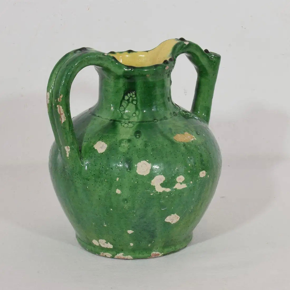 Jarra Verde de Terracota Esmaltada | Cruche Francesa del Siglo XIX