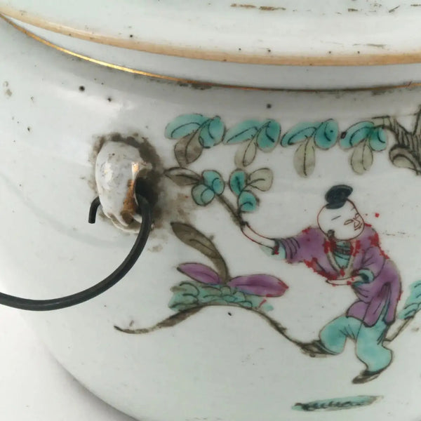 Jarrón Cubo de Porcelana China Famille Verte 1700