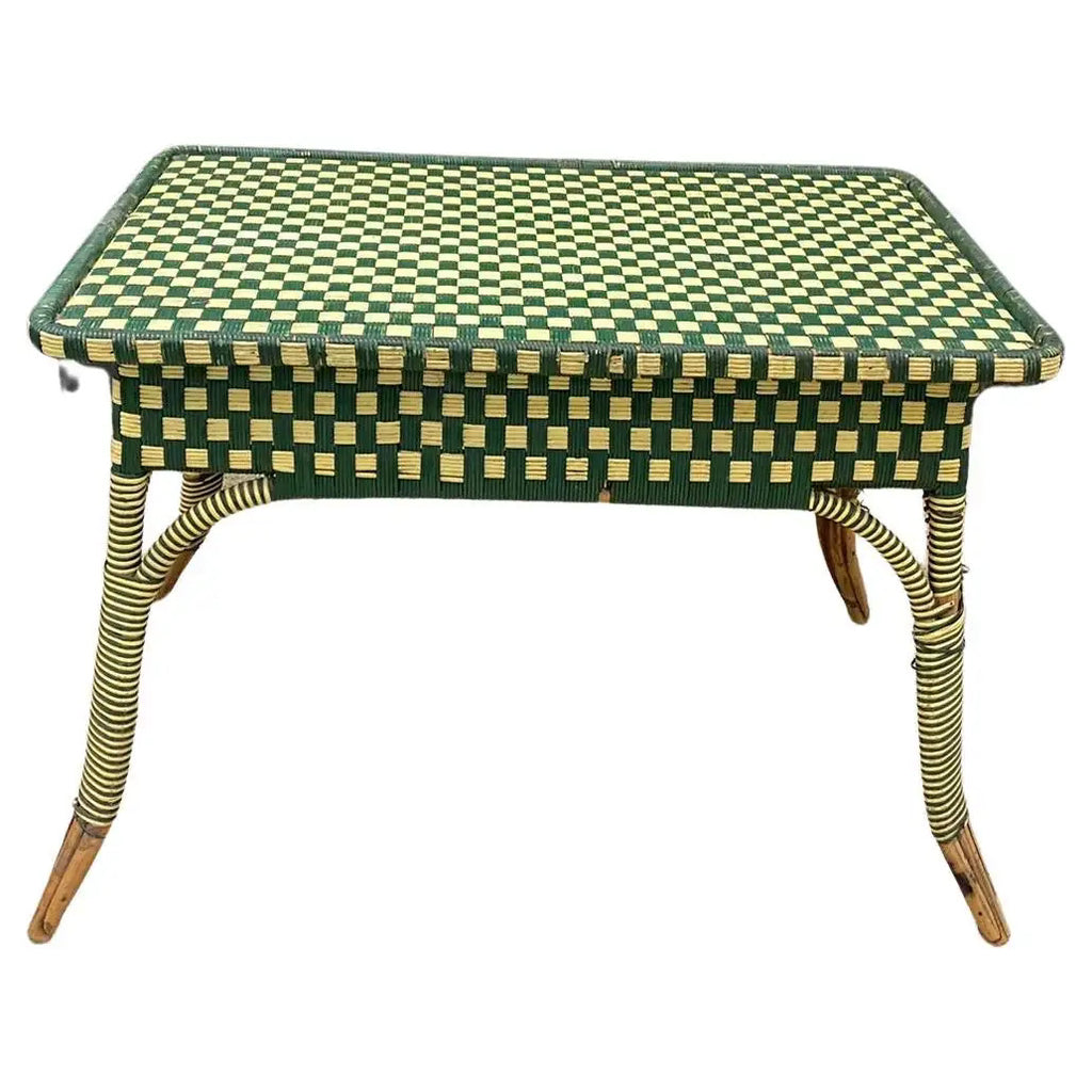 Mesa de Ratán Verde Art Deco | Francia, 1930