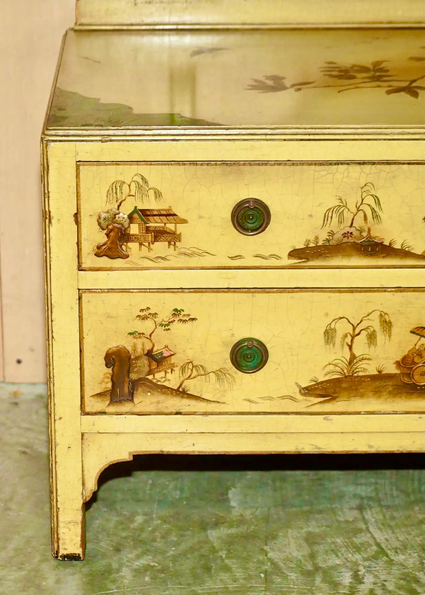 Cómoda Tocador Estilo Chinoiserie de Roble, Principios del Siglo XX