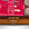 Caja de Tocador Inglesa en Palisandro con Espejo y Cristalería Original, 1850