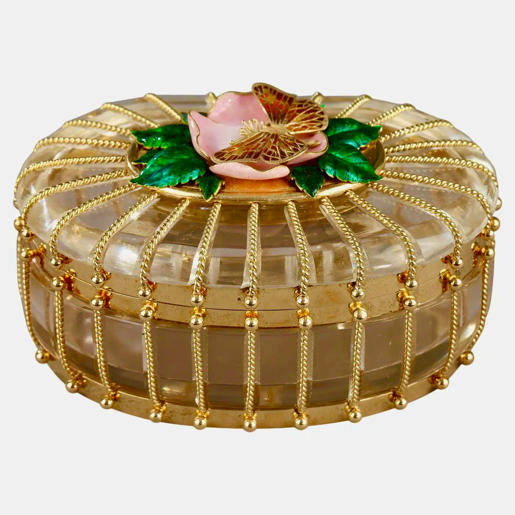 Caja Algernon Asprey de Cristal y Oro Esmaltado