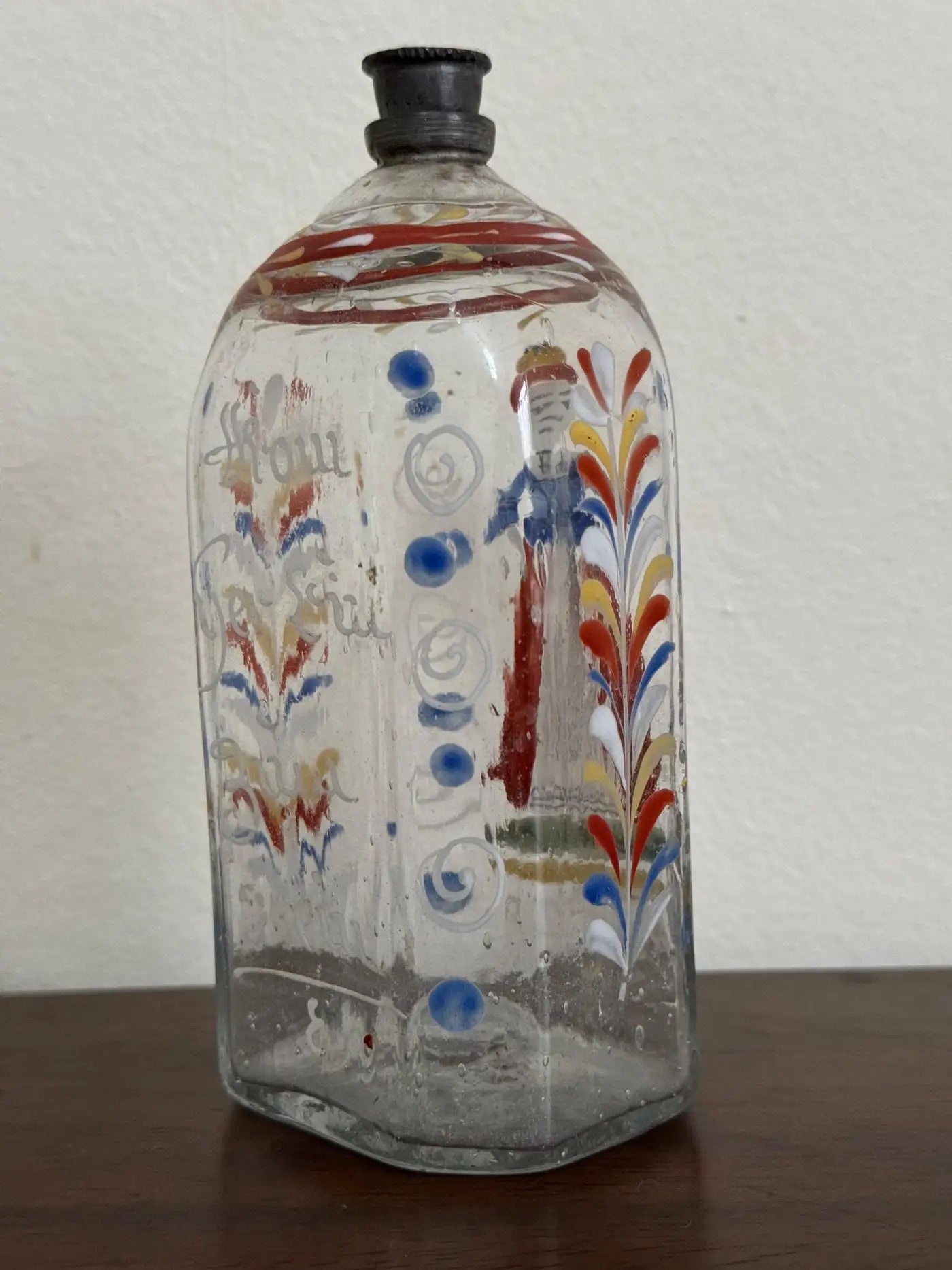 Botella Alemana de Vidrio Decorado | Siglo XVIII