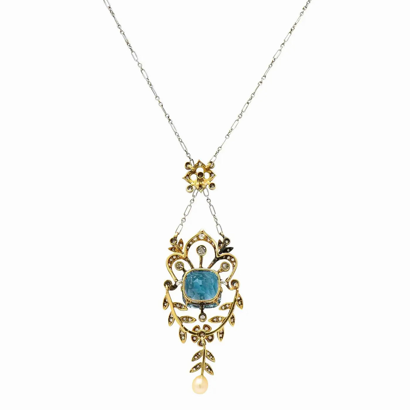 Collar Eduardiano de Perla y Aquamarina de 1910