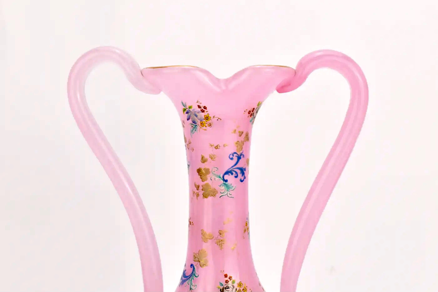 Jarrón de Cristal de Moser Esmaltado de Ópalo Bohemio, 1860