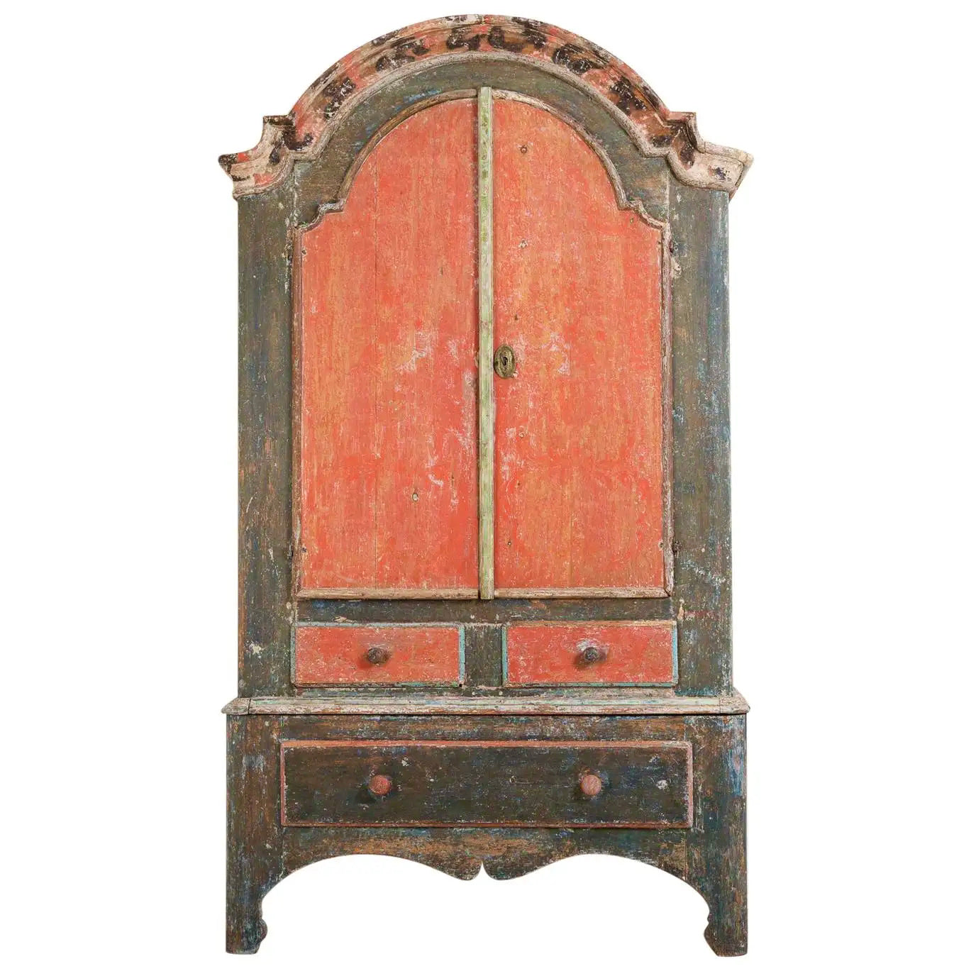 Gabinete rococó sueco de pintura original de 1780