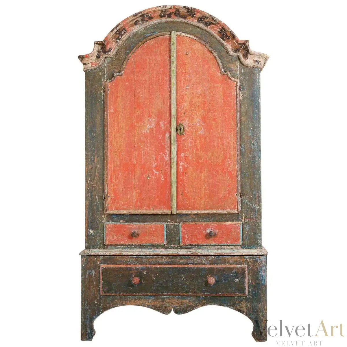 Gabinete rococó sueco de pintura original de 1780