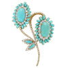 Broche Flor de Oro con Diamantes y Turquesas David Webb