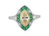 Anillo de Diamante Amarillo y Esmeraldas | Estilo Art Decó | 2024