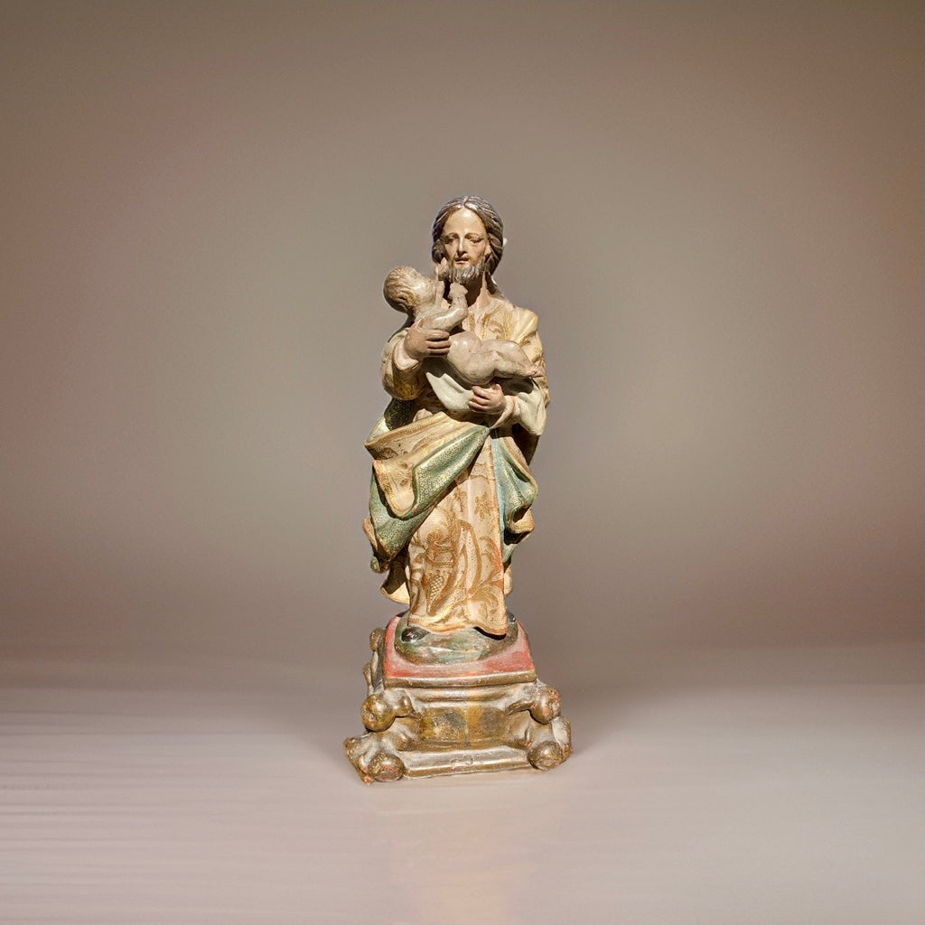 "San José con Niño” | Escultura en Terracota | Escuela Sevillana del Siglo XVIII