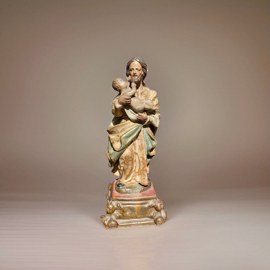 "San José con Niño” | Escultura en Terracota | Escuela Sevillana del Siglo XVIII