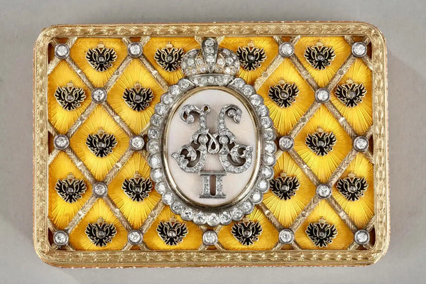 Fabergé 1900 Caja de Rapé de la Coronación del Zar Nicolás II