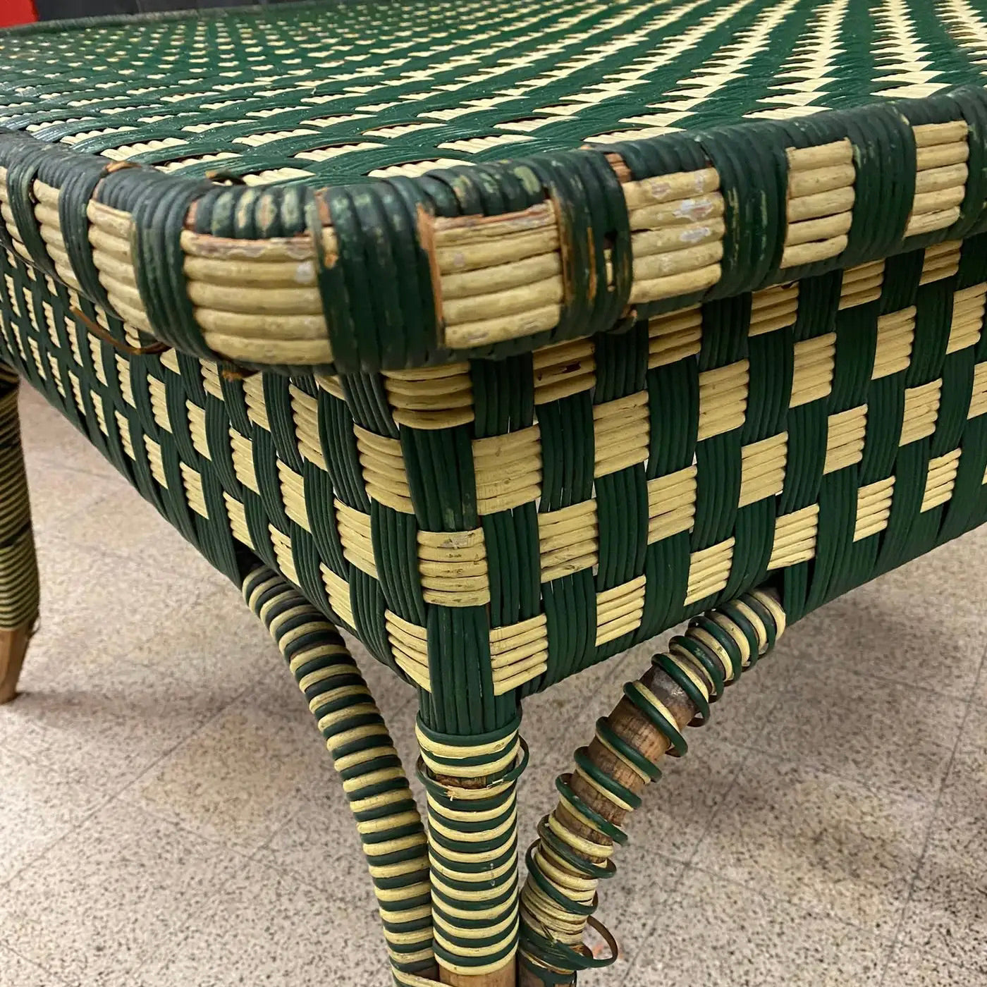 Mesa de Ratán Verde Art Deco | Francia, 1930