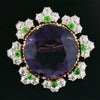 Broche Colgante Victoriano de Oro, Amatista y Brillantes de 1890
