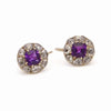 Pendientes victorianos de amatista y diamantes talla rosa de 1890