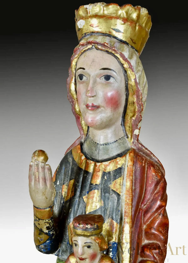 Virgen con Niño | Talla de Madera Policromada | Escuela Española | Siglo XIII