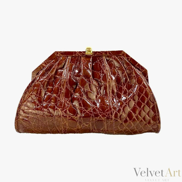 Bolso Bandolera Gucci de Cocodrilo Marrón de 1987