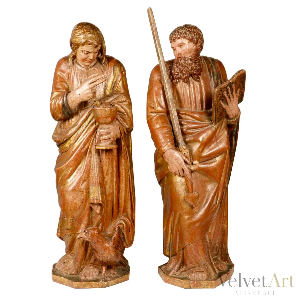 San Juan y San Pablo | Escultura de Madera Policromada | Escuela Castellana Siglo XVI