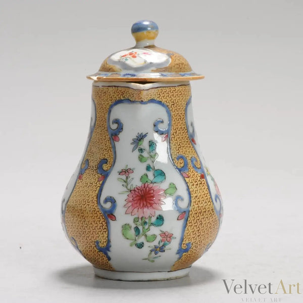 Cremera Té Porcelana China Amarilla y Azul del Siglo XVIII