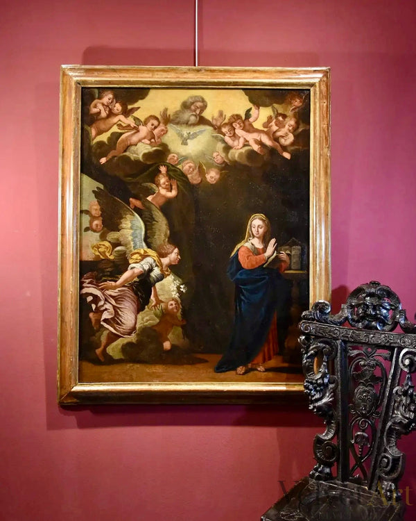 "La Anunciación" de Bonini | Óleo sobre Lienzo | Siglo XVII
