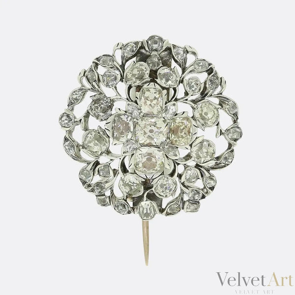 Broche Georgiano Floral de Diamantes de 1780
