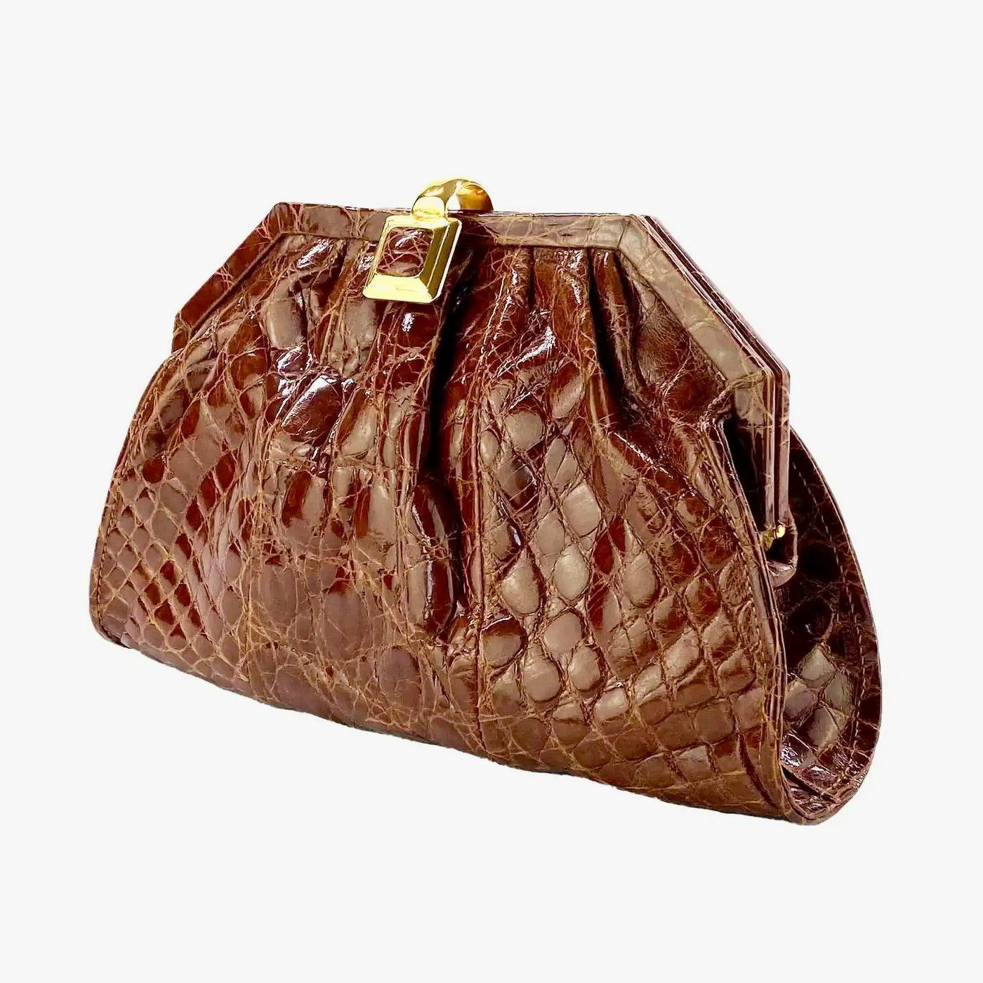 Bolso Bandolera Gucci de Cocodrilo Marrón de 1987