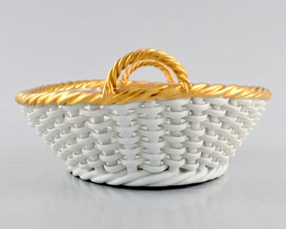 Cesta de Porcelana Trenzada | Meissen | Finales Siglo XIX