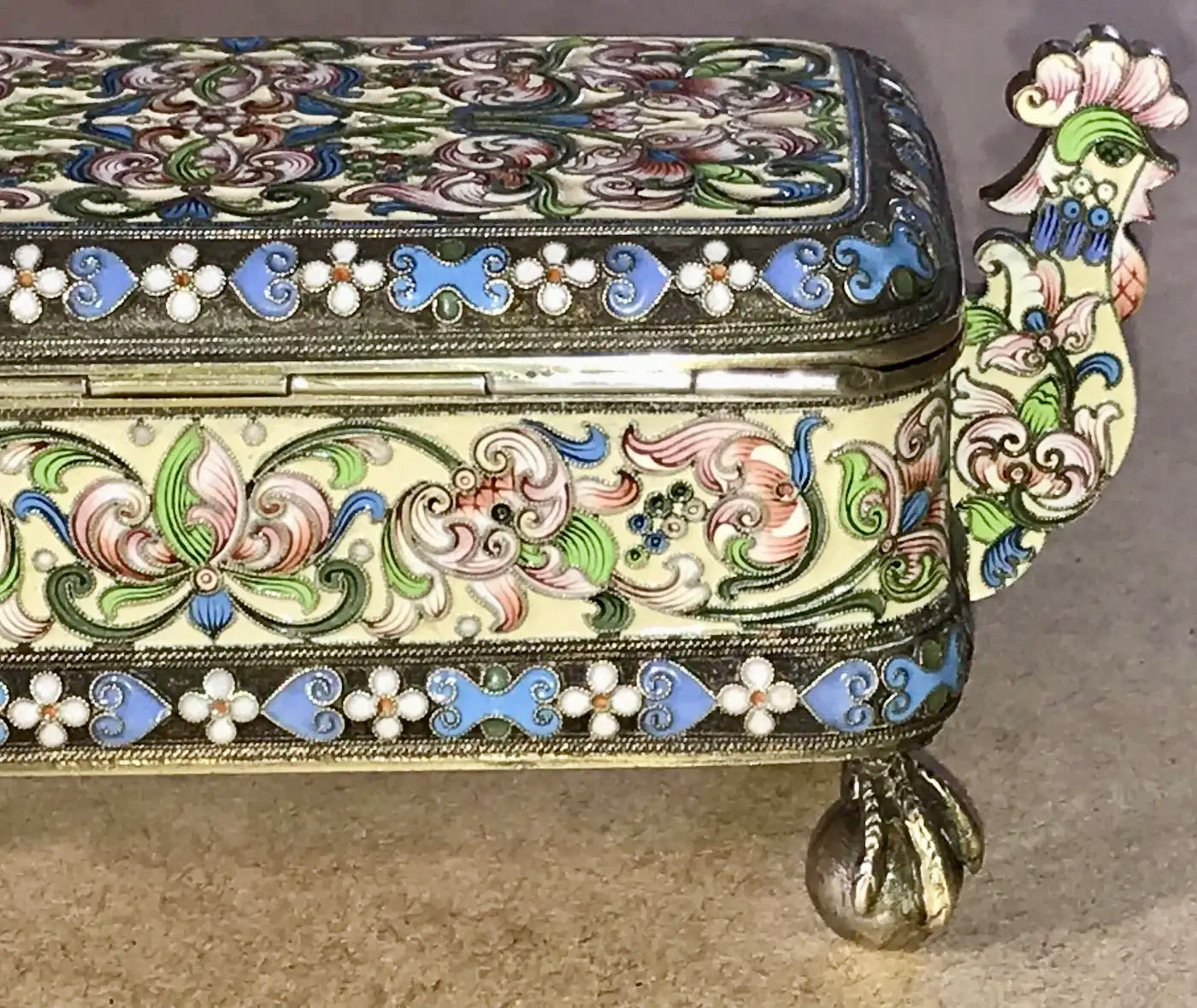 Cofre de esmalte Cloisonné de Rusia Imperial, 1850