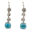 Pendientes Art Déco de Diamantes, Platino y Circonita Azul  de 1910