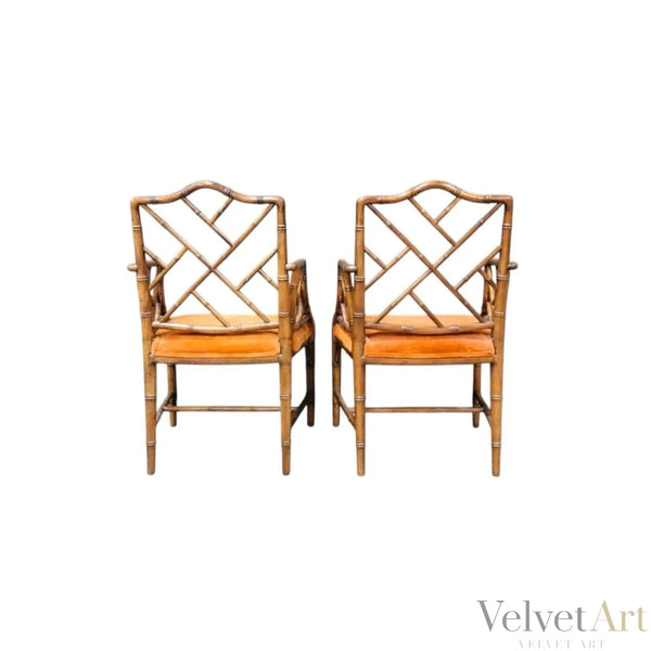 Sillones de Bambú y Terciopelo | Estilo Chippendale | Finales Siglo XX
