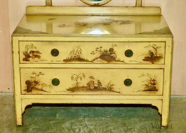 Cómoda Tocador Estilo Chinoiserie de Roble, Principios del Siglo XX
