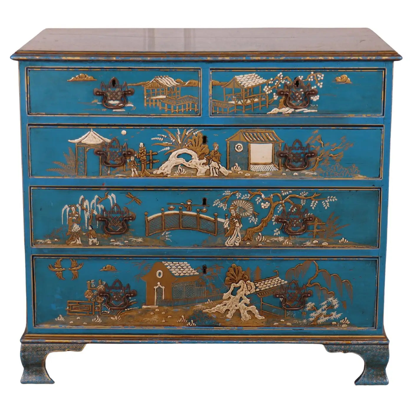 Cómoda Decorada en Chinoiserie Azul | Inglaterra, 1880