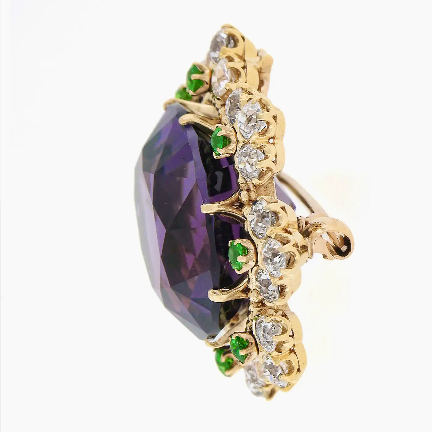 Broche Colgante Victoriano de Oro, Amatista y Brillantes de 1890