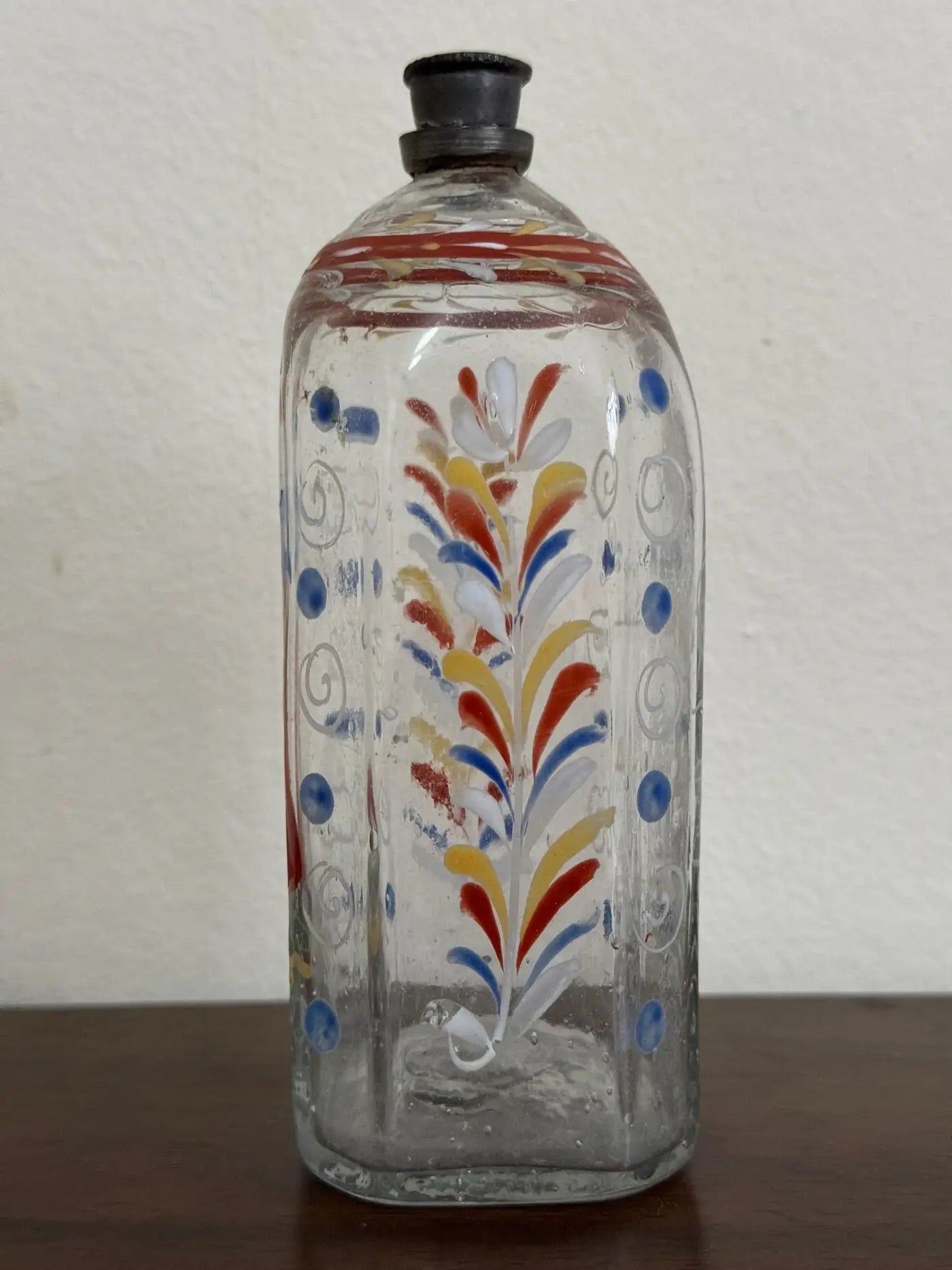 Botella Alemana de Vidrio Decorado | Siglo XVIII