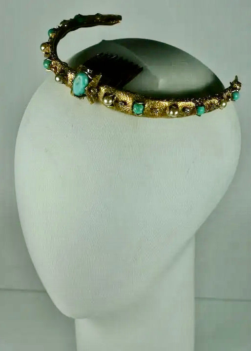 Chanel Diadema de Turquesas y Perlas de los Años 60