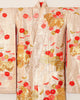 Kimono Ceremonial Japonés Brocado Dorado con Grullas Voladoras, 1970