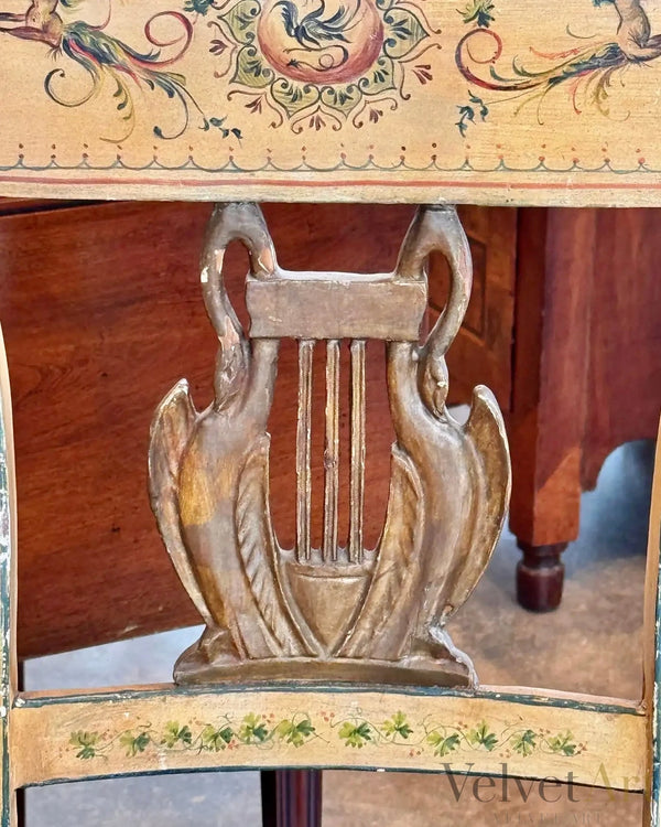Sofá Italiano del Siglo XIX Decorado a Mano | Pintura Sobre Madera y Tela