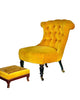 Silla de Terciopelo Amarillo con Escabel | Francia, 1860