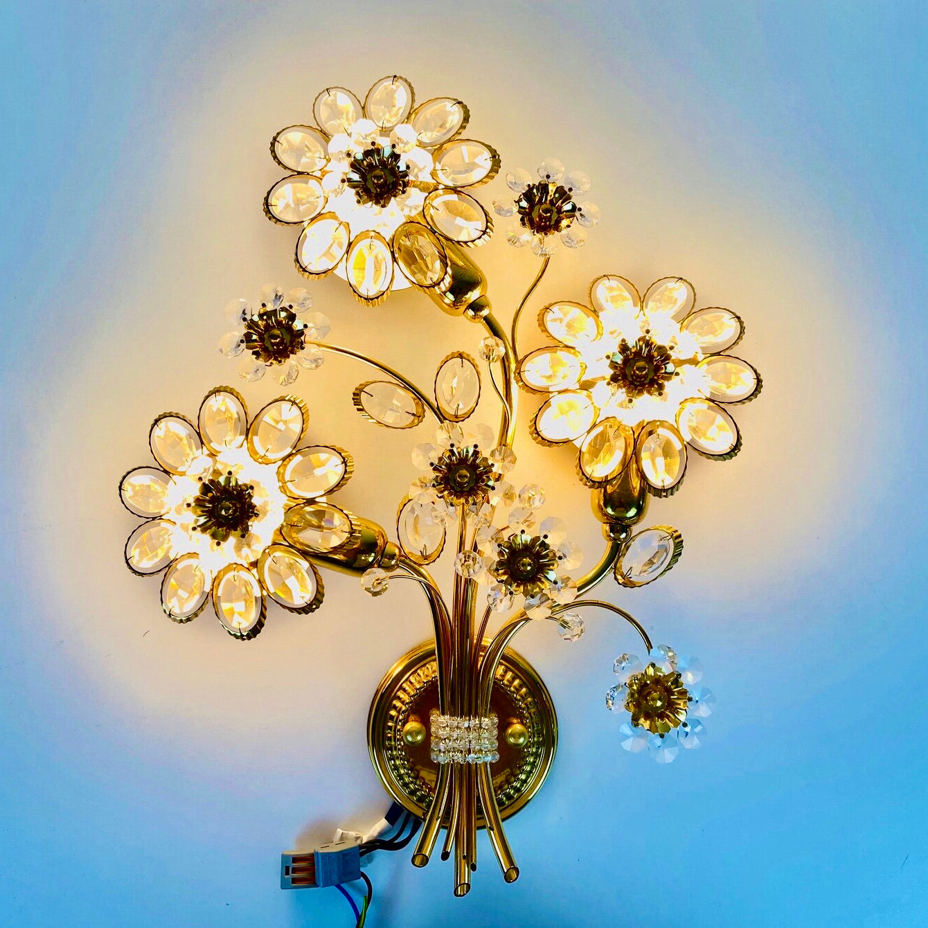 Aplique Palwa Cristal Floral | Alemania, 1960