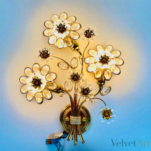 Aplique Palwa Cristal Floral | Alemania, 1960