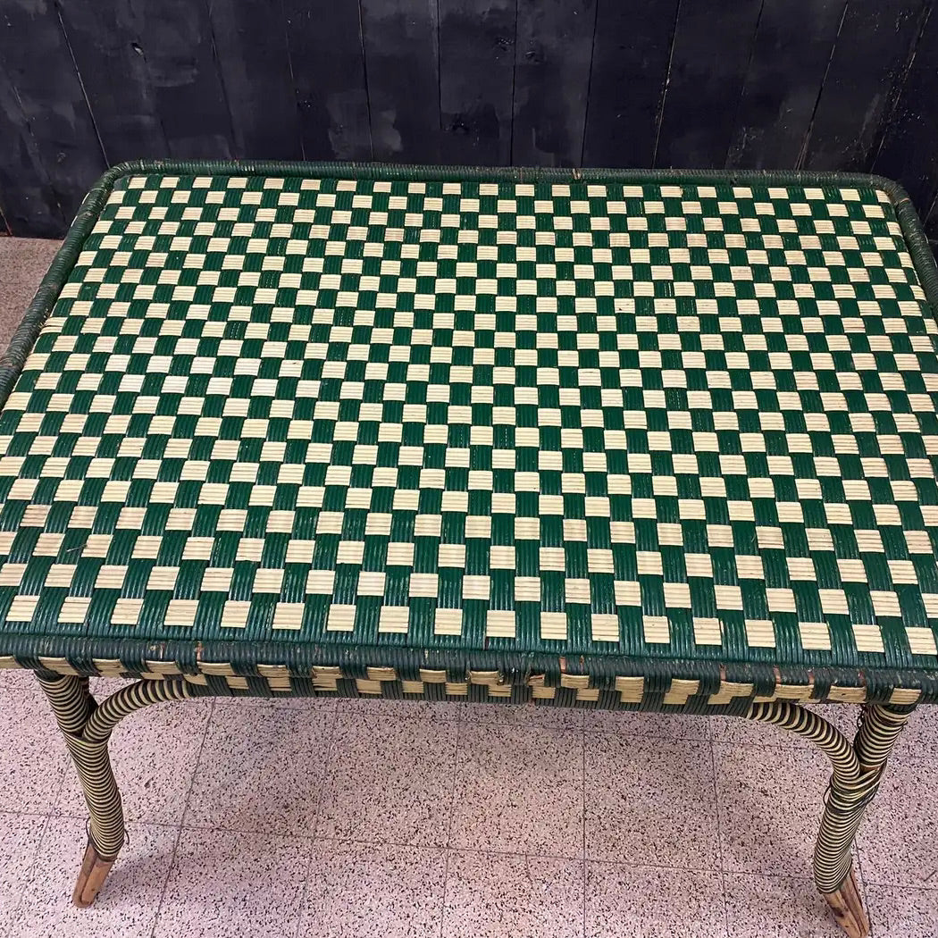 Mesa de Ratán Verde Art Deco | Francia, 1930